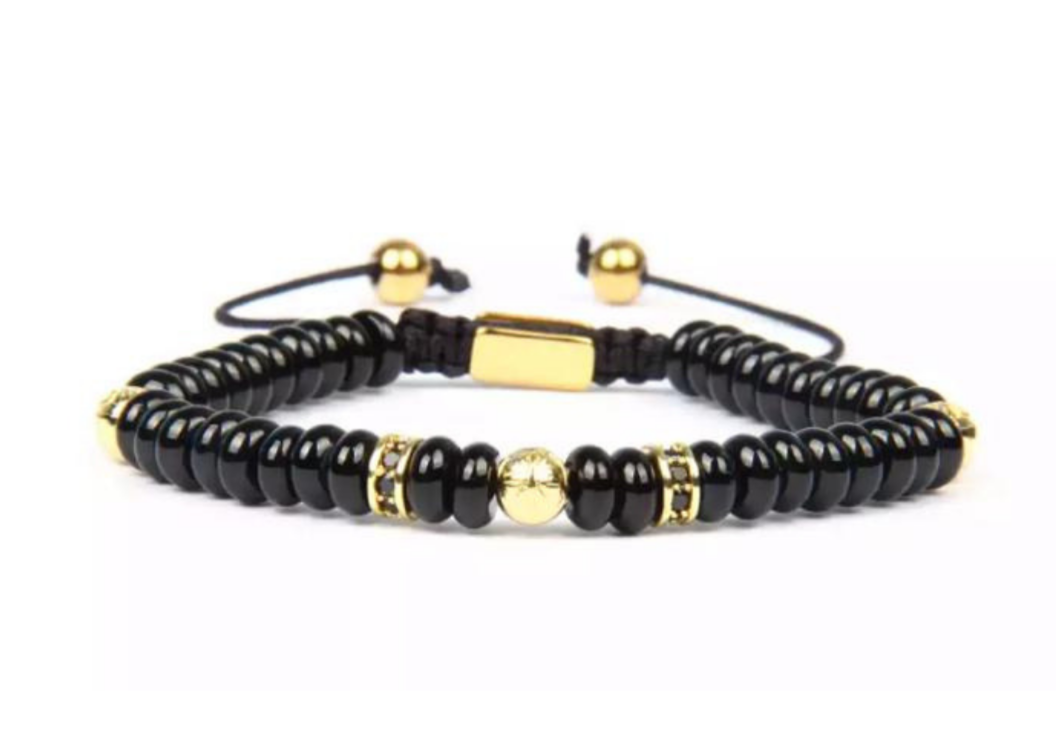 Insignia Star Gold and Agata Flatbead Bracelet