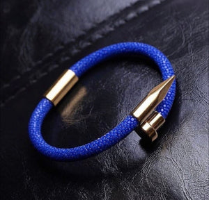 Silver Nail blue stingray Bracelet