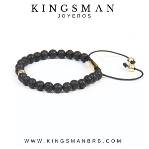 18K Gold Insignia Star and Lava Stone Bracelet