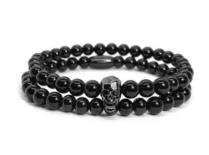 Faceted Rhodium Skull and Agata Stack