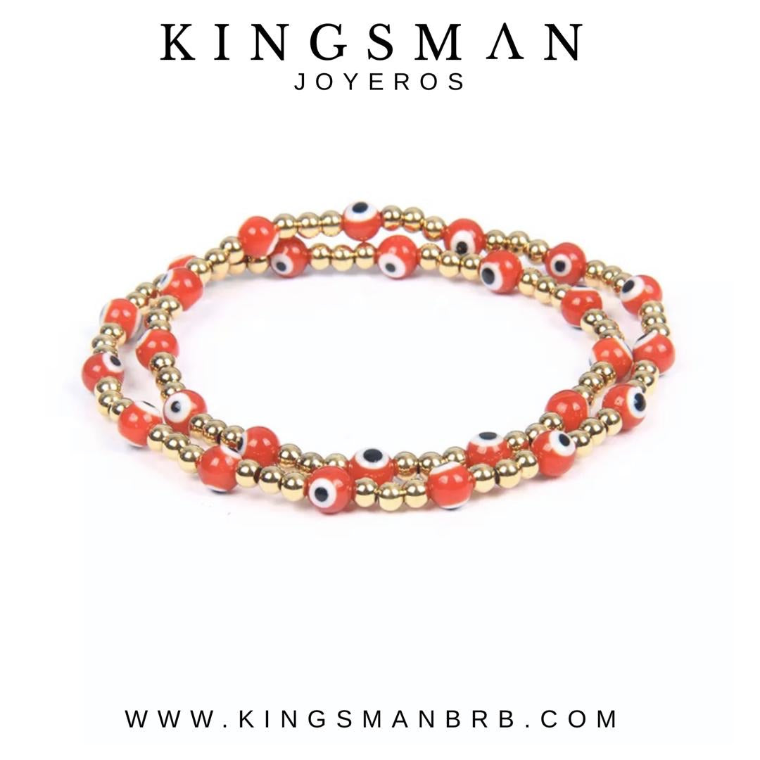 Red Devil Eye Gold Tour Beads Bracelet