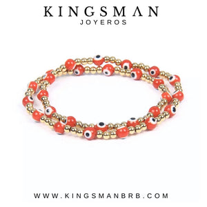 Red Devil Eye Gold Tour Beads Bracelet