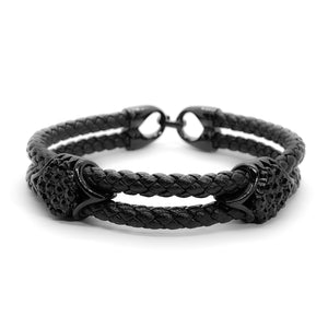 Supreme Carbon Leather and Rhodium Bracelet