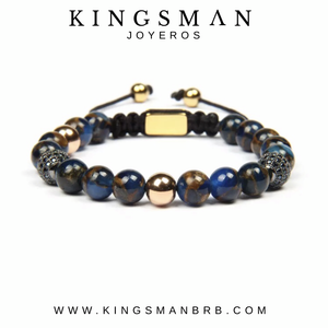 CZ Rose Gold Blue Cloissoné Beads Bracelet