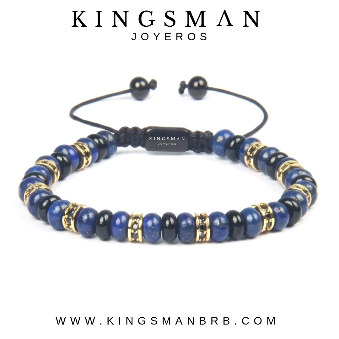 Luxury Lapis Lazulli and Agata Flatbead Bracelet