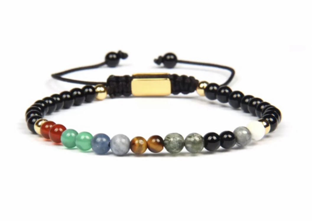 7 Chakra Micro Beads Agata Bracelet