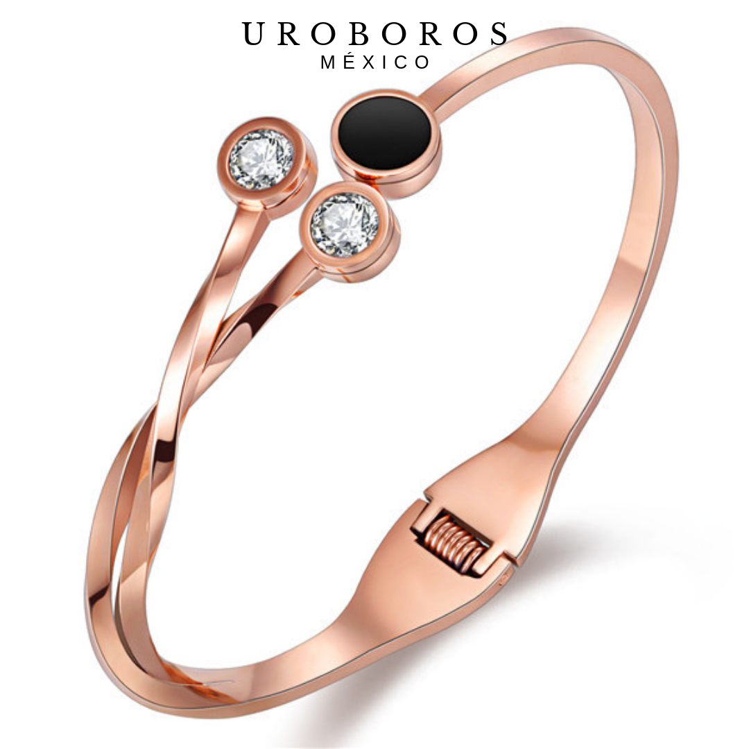 Crossed Crystals Rose Gold Bangle