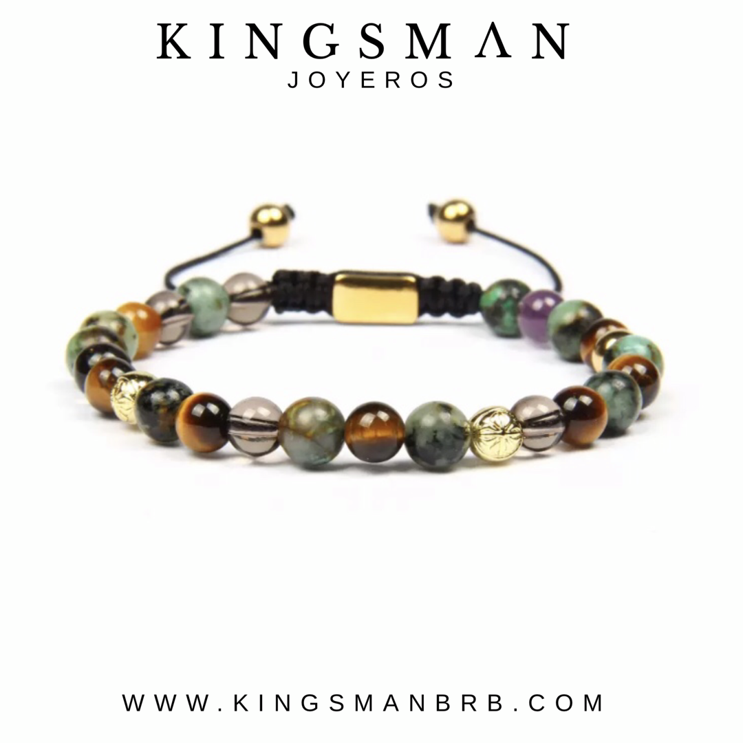 Kingsman Chrysoprase & Tiger Eye Triple Bracelet Stack