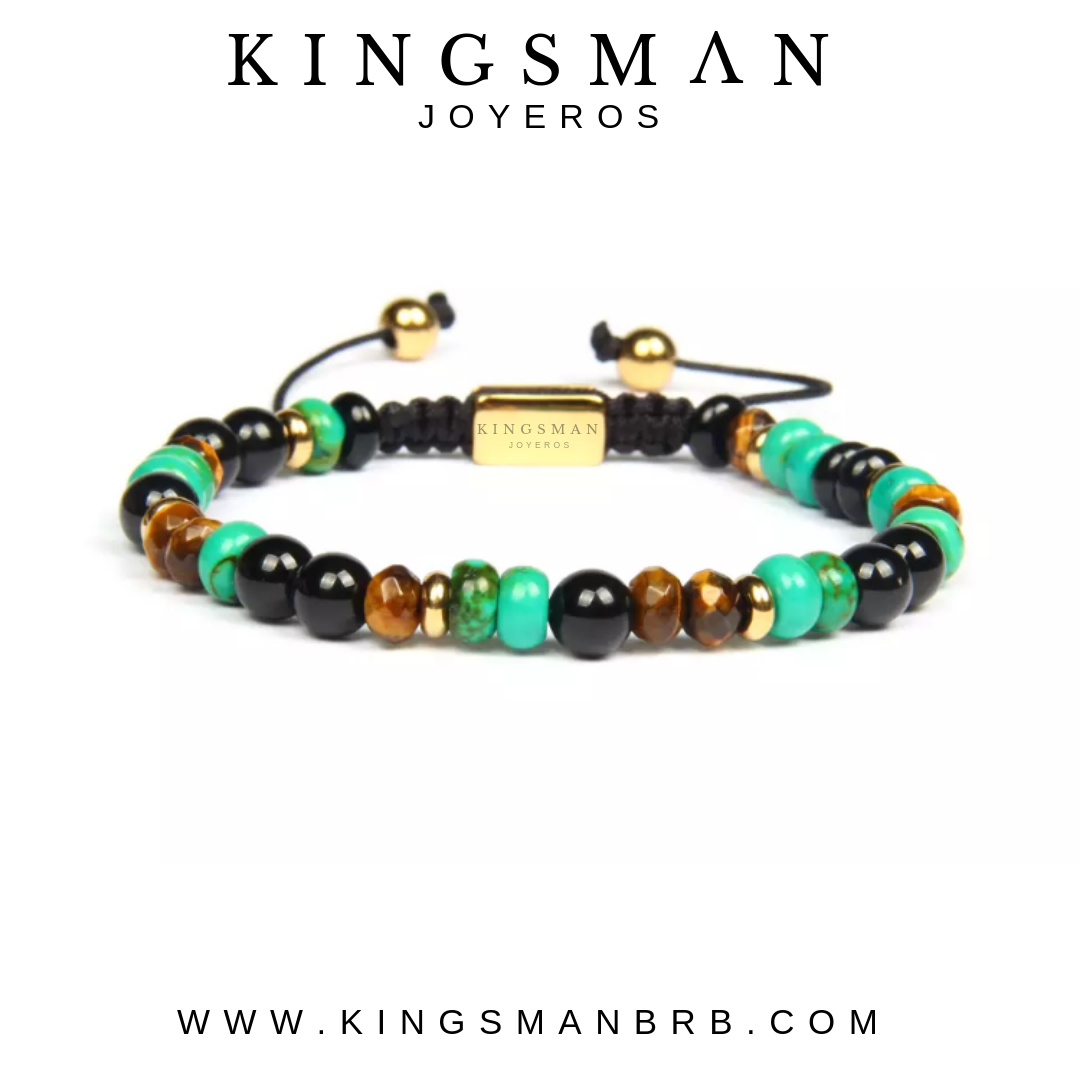 Turquoise Bali and Black Agata Bracelet