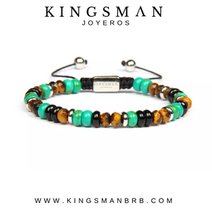 Turquoise Bali and Black Agata Silver Bracelet
