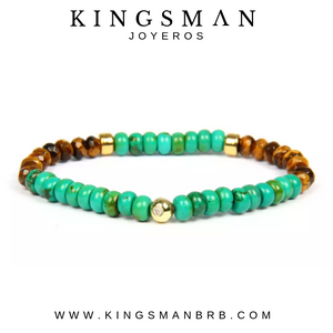 Turquoise Bali and Faceted Tiger Eye Bracelet