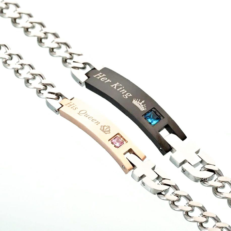 King and Queen Stainlees Steel Pair Bracelet