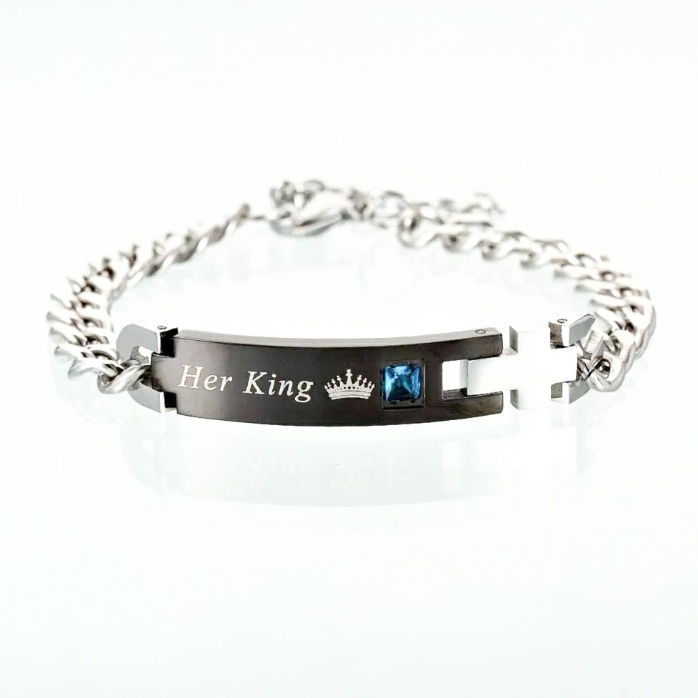 King and Queen Stainlees Steel Pair Bracelet