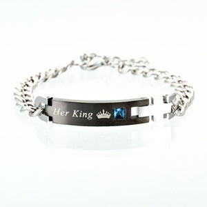 King and Queen Stainlees Steel Pair Bracelet