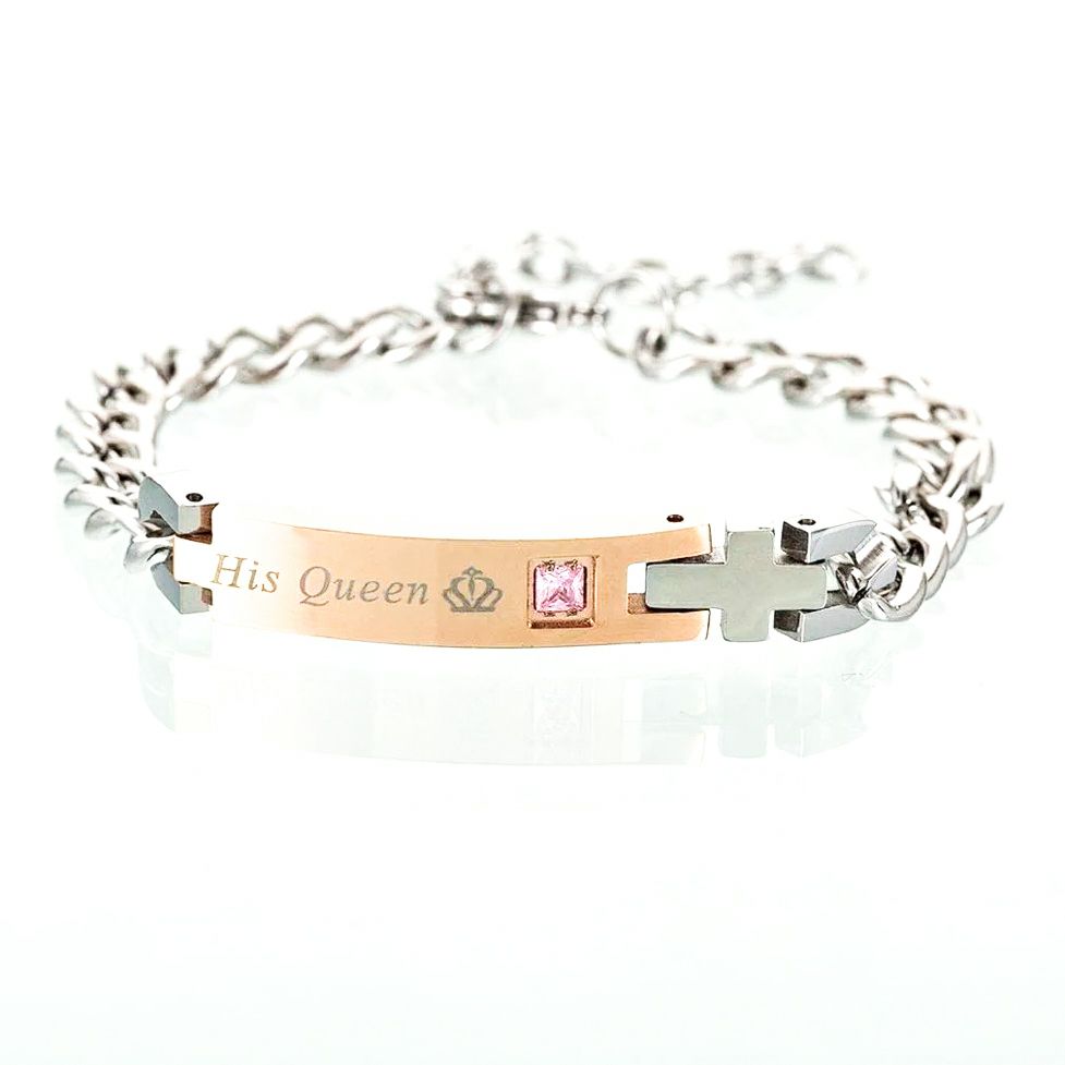 King and Queen Stainlees Steel Pair Bracelet