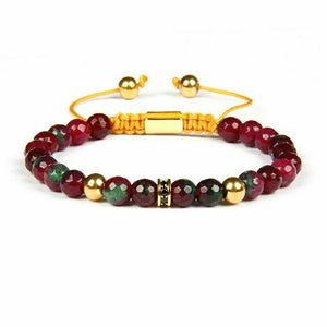 Faceted Natural Garnet Stone and Gold Bracelet