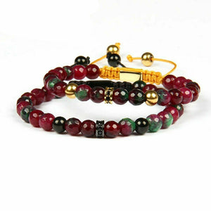 Faceted Natural Garnet Stone and Rhodium Bracelet