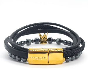 Kingsman Gold Crown Classic Leather Bracelet