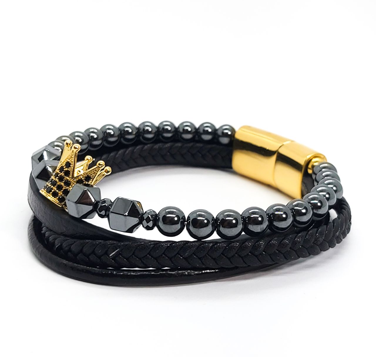 Kingsman Gold Crown Classic Leather Bracelet
