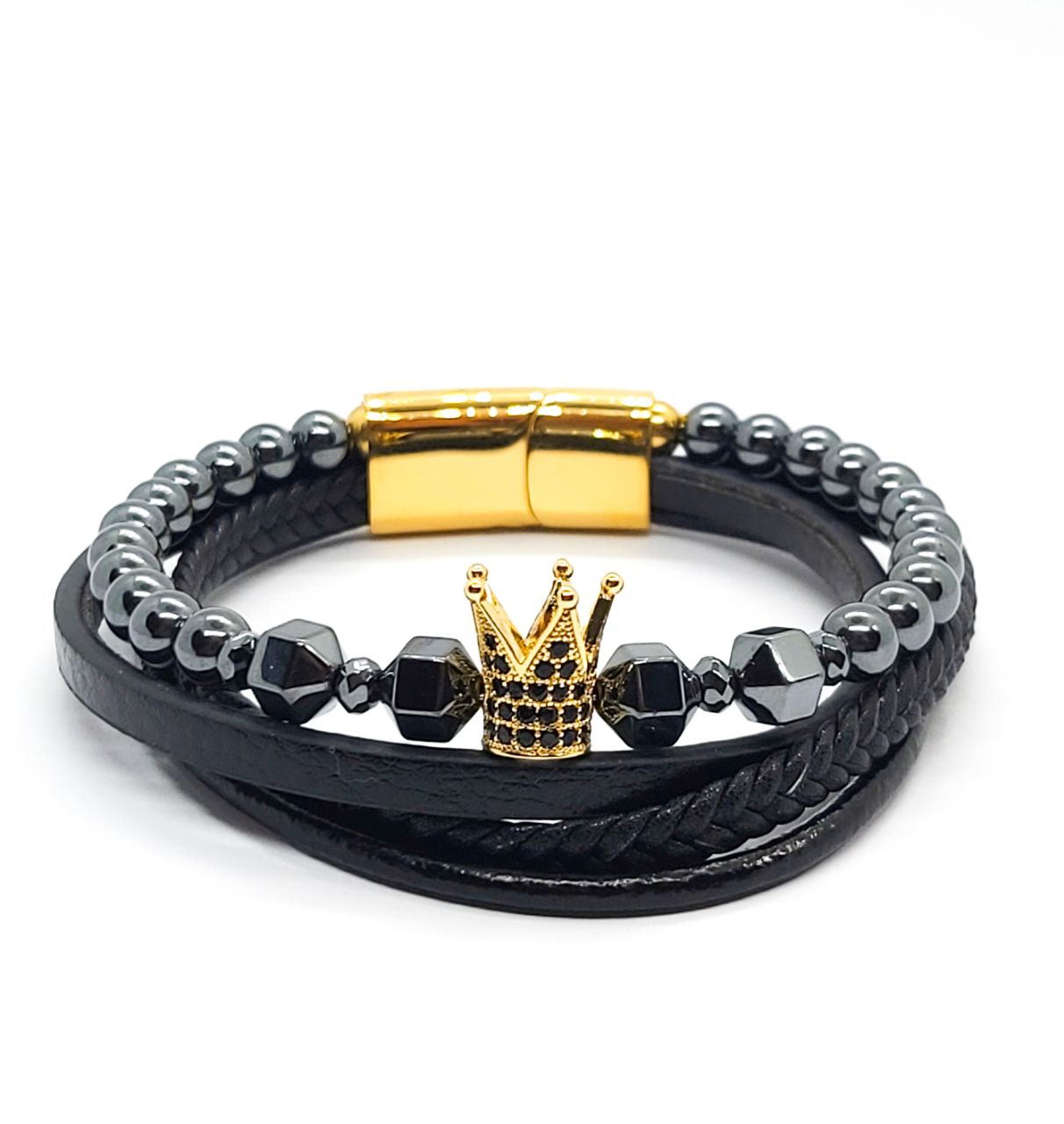 Kingsman Gold Crown Classic Leather Bracelet