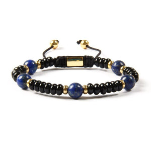 Lapis Lazuli Beads and Flat Onyx Beads Bracelet