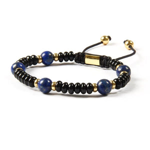 Lapis Lazuli Beads and Flat Onyx Beads Bracelet