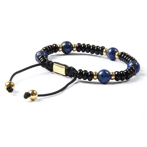 Lapis Lazuli Beads and Flat Onyx Beads Bracelet