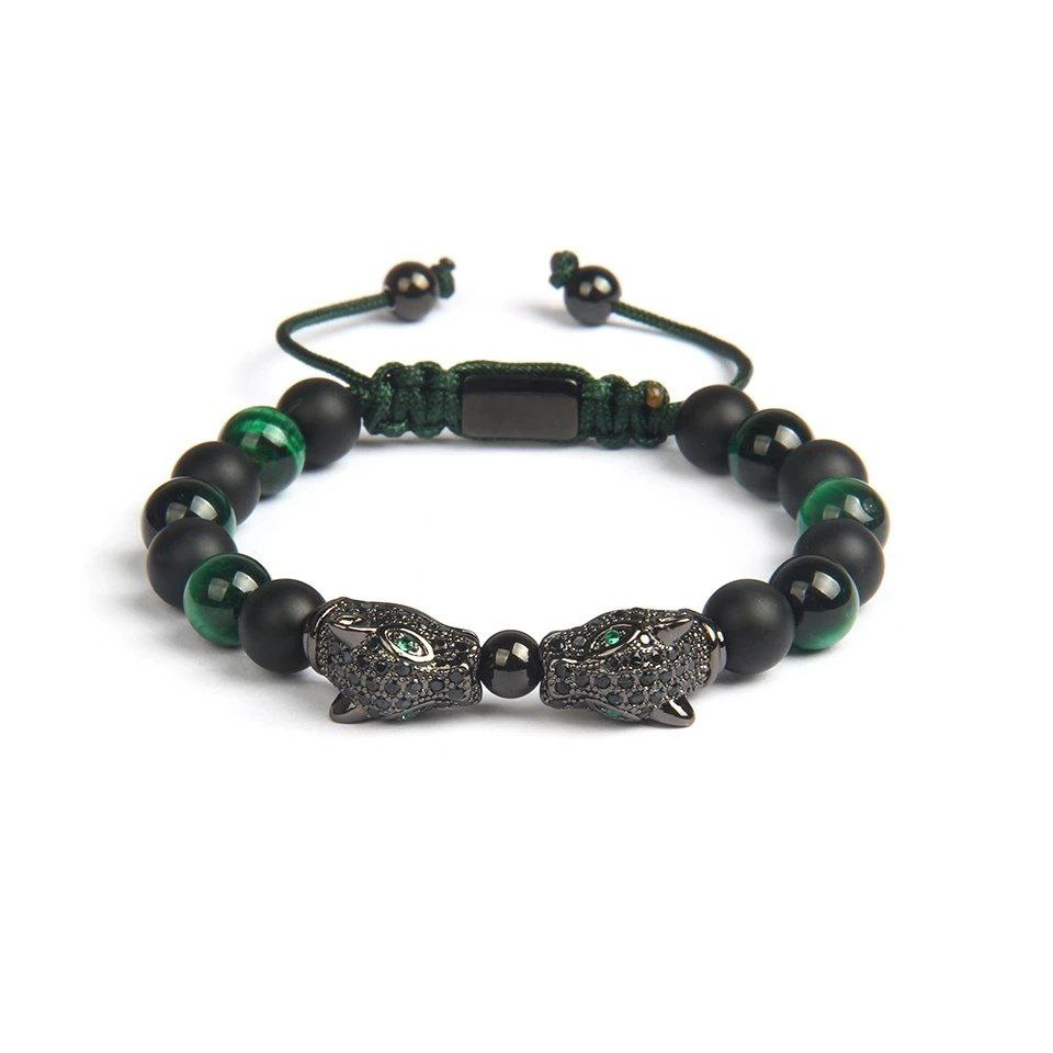 Twin Rhodium Leopard Macrame Cz Ball
