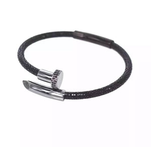 Silver Nail Black Stingray Bracelet