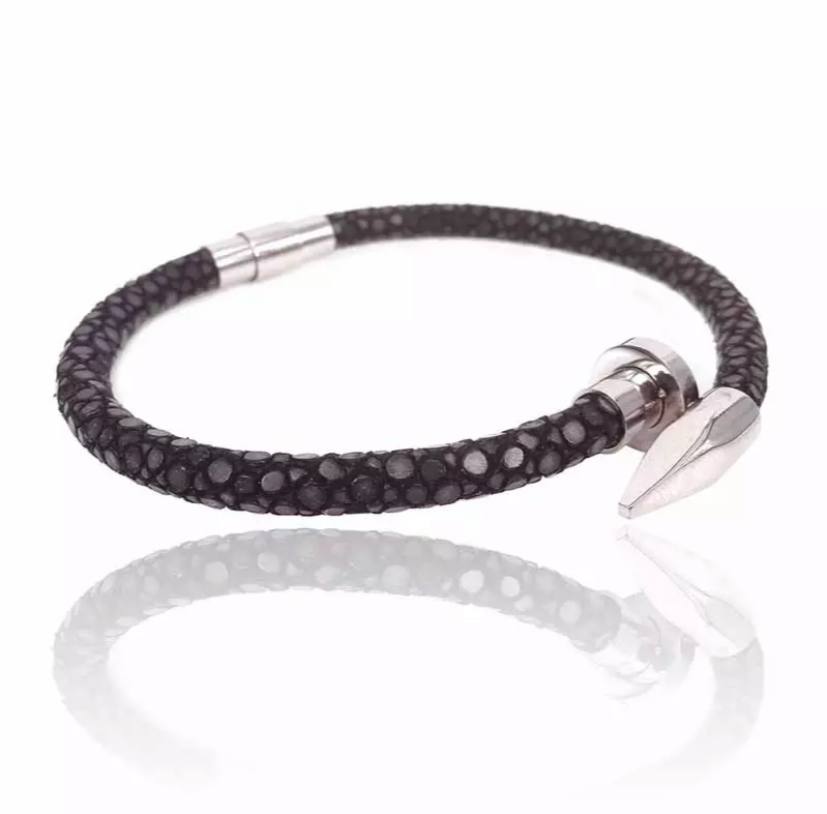 Silver Nail Black Stingray Bracelet