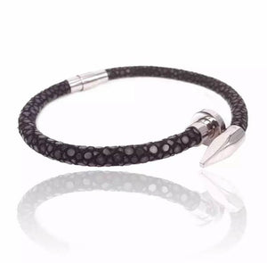 Silver Nail Black Stingray Bracelet