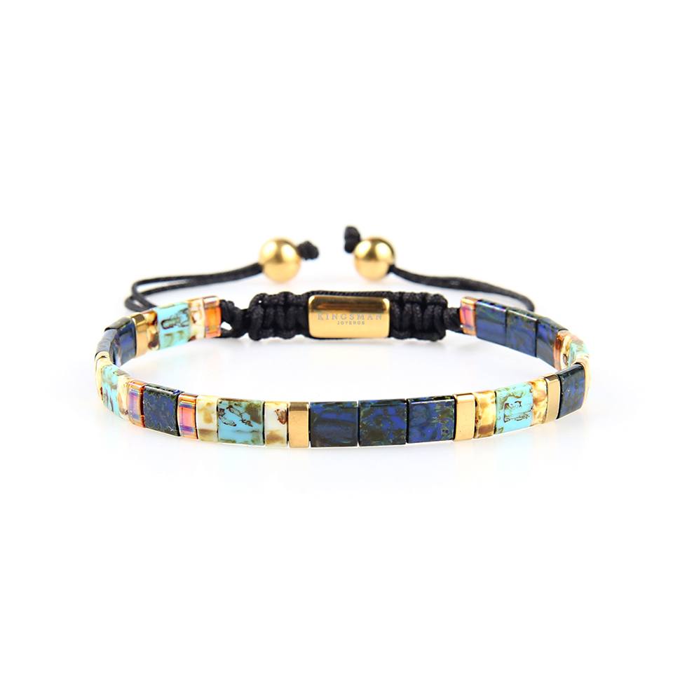 Citrine Quartz & Lapis Lazuli Tila Beads Bracelet