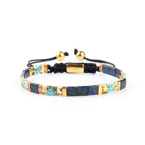 Citrine Quartz & Lapis Lazuli Tila Beads Bracelet