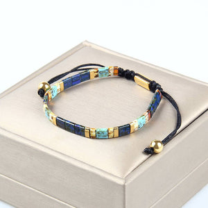 Citrine Quartz & Lapis Lazuli Tila Beads Bracelet