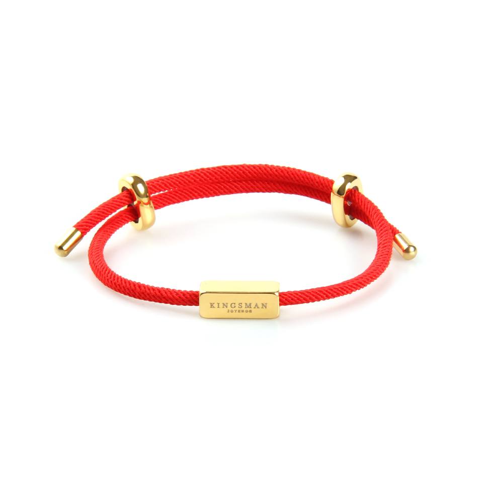 Red Silk and Gold Pin Bracelet
