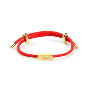 Red Silk and Gold Pin Bracelet